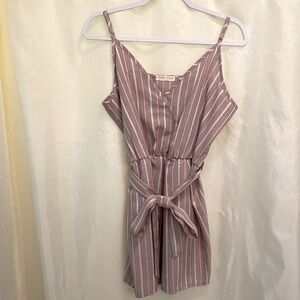 L Pink and White Striped Romper